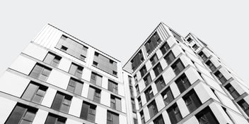 Accommodation building in black and white