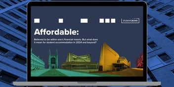 Affordability Report on a laptop screen with a building in the background