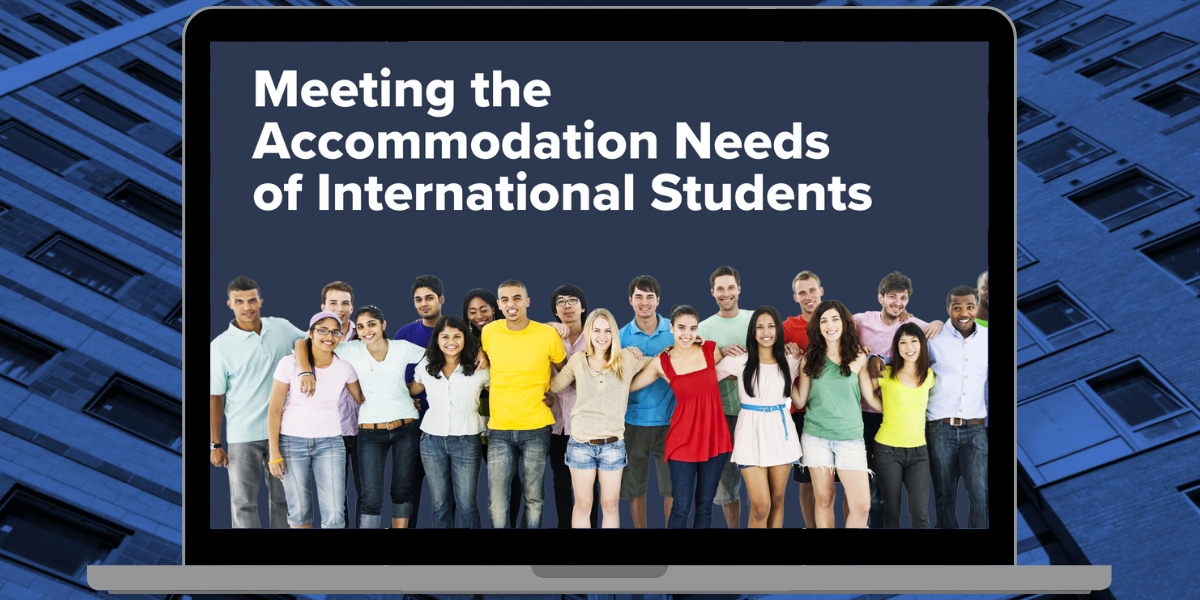 Meeting the Accommodation Needs of International Students report front cover displayed on laptop